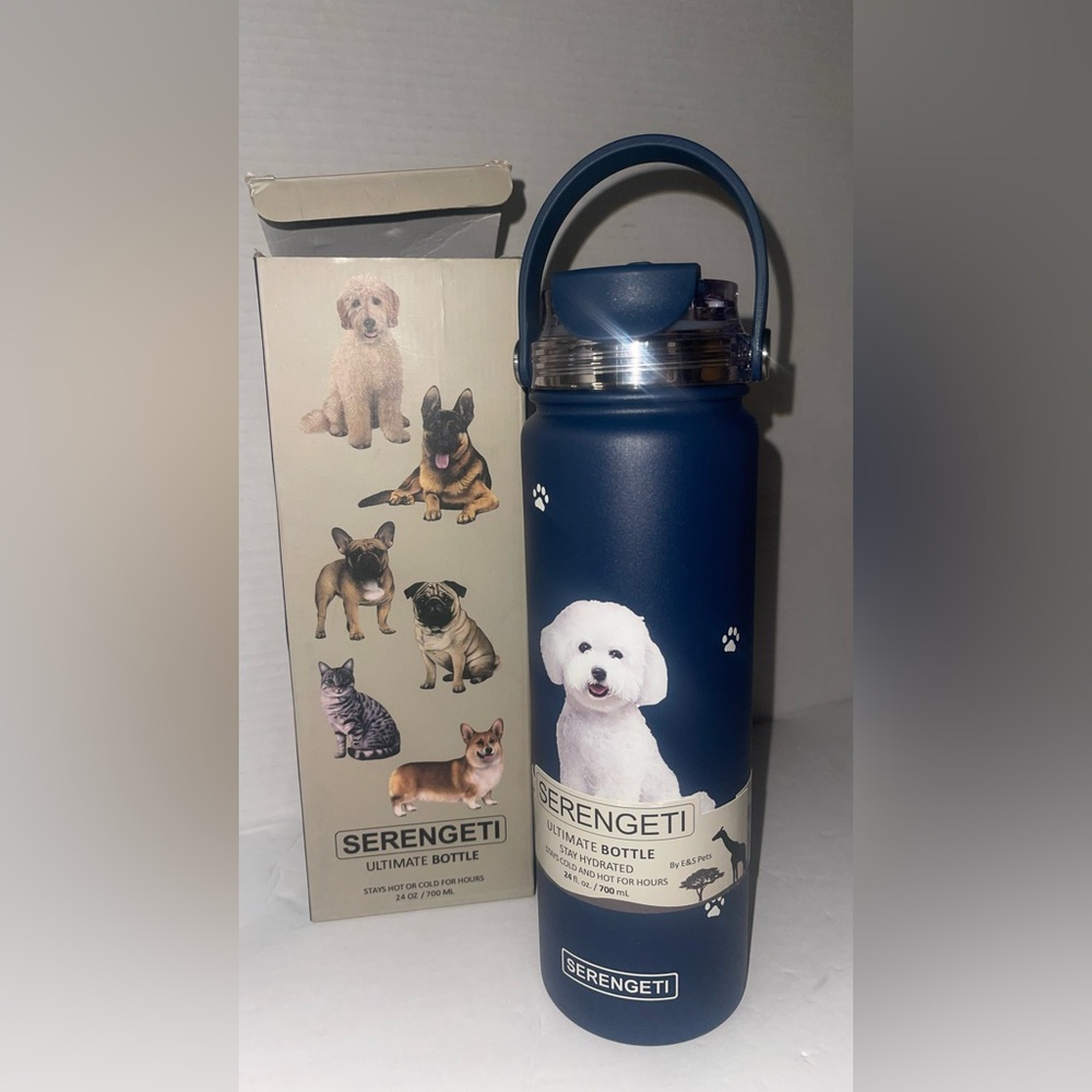 Serengeti Navy Bottle with White Dog Print